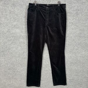 Talbots Womens Size 12P Pants Black Velveteen Straight Leg Career Office Pull On